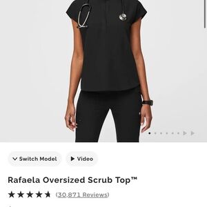 Figs Rafaela Black Scrub Top